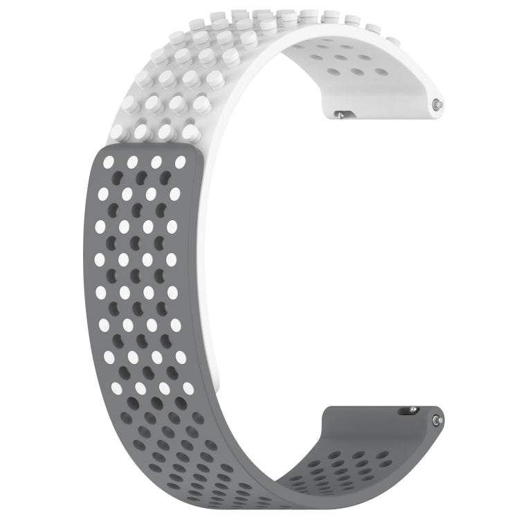For Garmin Forerunner 255 Music 22mm Holes Breathable 3D Dots Silicone Watch Band(White+Grey) - Watch Bands by PMC Jewellery | Online Shopping South Africa | PMC Jewellery
