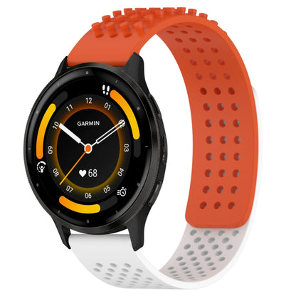 For Garmin Venu 3 22mm Holes Breathable 3D Dots Silicone Watch Band(Orange+White) - Watch Bands by PMC Jewellery | Online Shopping South Africa | PMC Jewellery