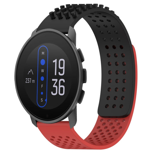 For  SUUNTO 9 Peak 22mm Holes Breathable 3D Dots Silicone Watch Band(Black+Red) -  by PMC Jewellery | Online Shopping South Africa | PMC Jewellery