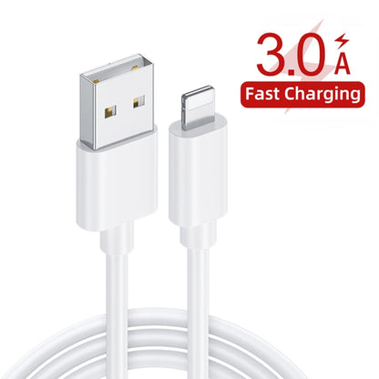 TE-005 QC3.0 18W USB Fast Charger with 1m 3A USB to 8 Pin Cable, EU Plug(White) - USB Charger by PMC Jewellery | Online Shopping South Africa | PMC Jewellery | Buy Now Pay Later Mobicred