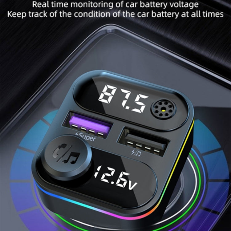 C37 Car QC3.0 20W Fast Charger LED Backlit Atmosphere Light MP3 Player Bluetooth FM Transmitter - Bluetooth Car Kits by PMC TechLife | Online Shopping South Africa | PMC TechLife | Buy Now Pay Later Mobicred