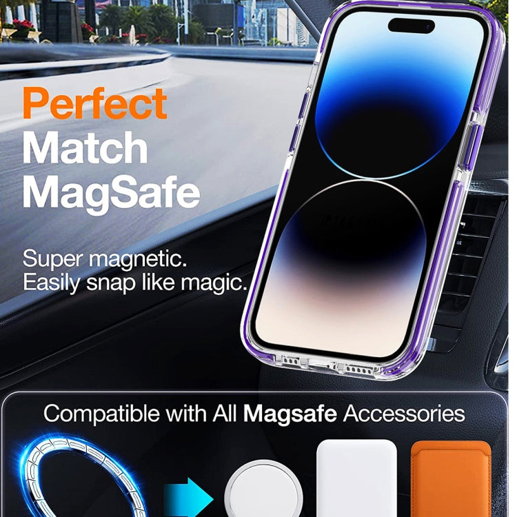 For iPhone 13 Pro Max Dual-color MagSafe TPU Hybrid Clear PC Shockproof Phone Case(Orange) - iPhone 13 Pro Max Cases by PMC Jewellery | Online Shopping South Africa | PMC Jewellery