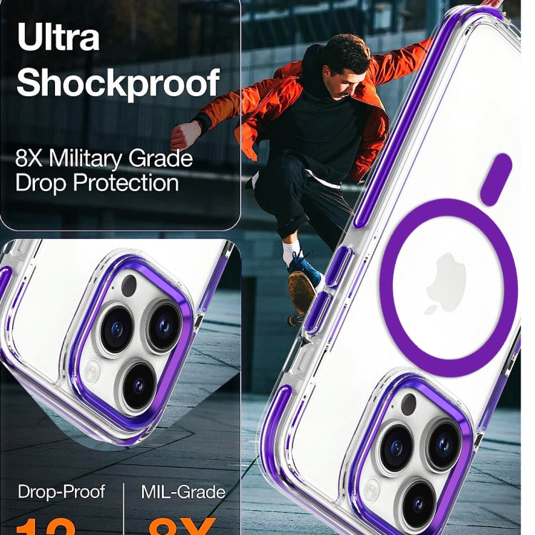 For iPhone 13 Pro Max Dual-color MagSafe TPU Hybrid Clear PC Shockproof Phone Case(Blue) - iPhone 13 Pro Max Cases by PMC Jewellery | Online Shopping South Africa | PMC Jewellery