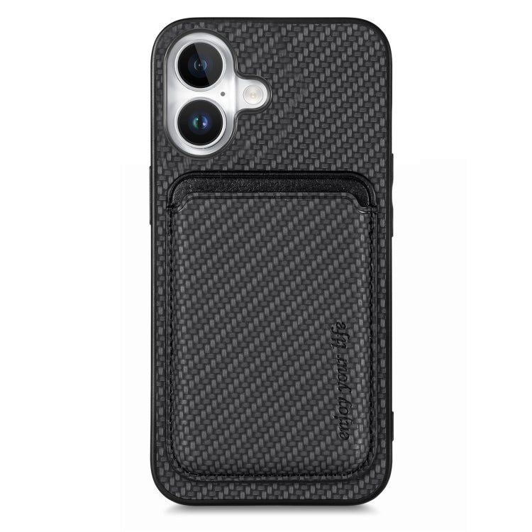 For iPhone 16 Carbon Fiber Leather Card Magsafe Phone Case(Black) - iPhone 16 Cases by PMC Jewellery | Online Shopping South Africa | PMC Jewellery | Buy Now Pay Later Mobicred