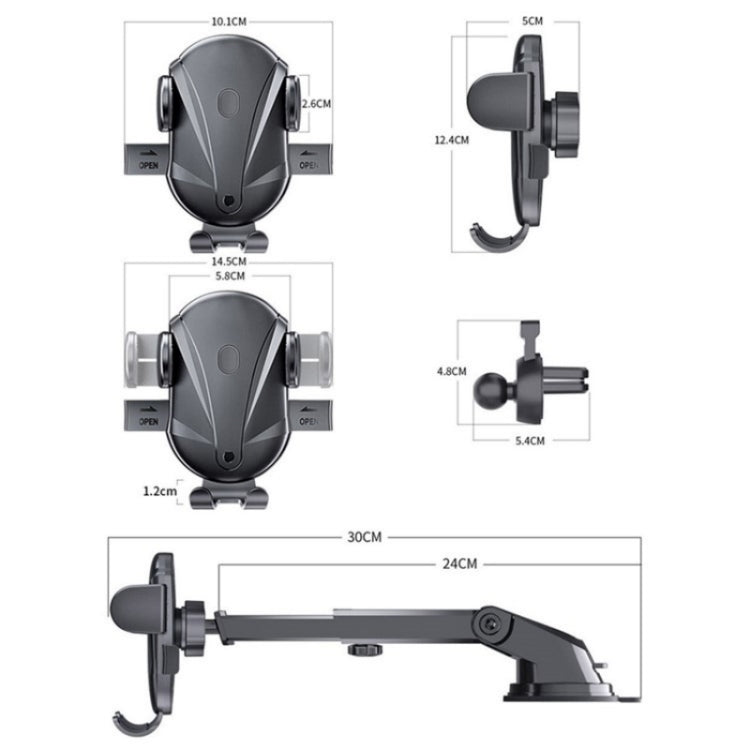 D-43+128+120 Multi-functional Car Air Vent Dashboard Telescopic Suction Cell Phone Mount - Car Holders by PMC Jewellery | Online Shopping South Africa | PMC Jewellery | Buy Now Pay Later Mobicred