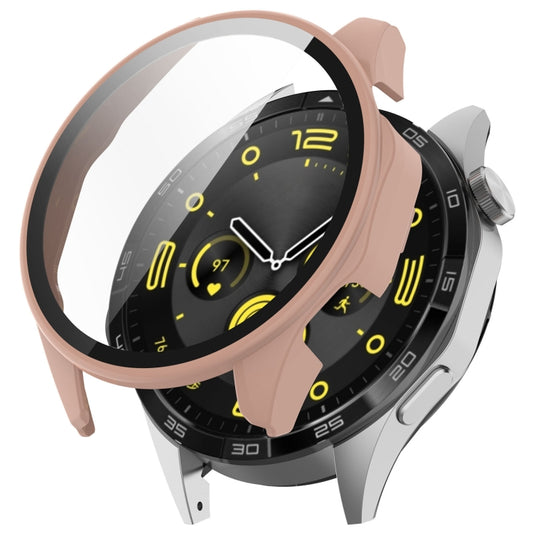 For Huawei Watch GT 4 46mm PC + Tempered Film Integrated Watch Protective Case(Pink) - Watch Cases by PMC Jewellery | Online Shopping South Africa | PMC Jewellery | Buy Now Pay Later Mobicred