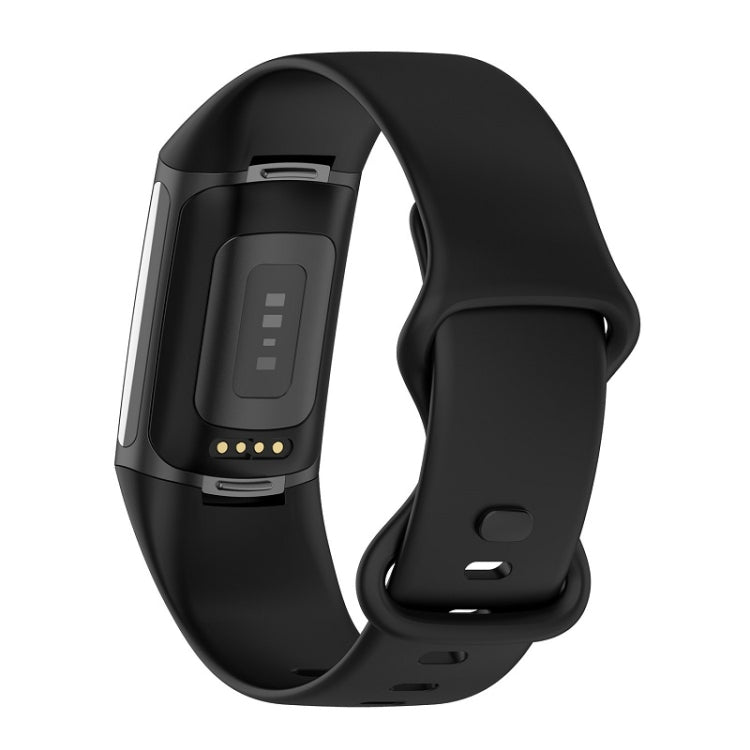 For Fitbit Charge 6 Solid Color Butterfly Buckle Silicone Watch Band, Size:L Size(Black) - Watch Bands by PMC TechLife | Online Shopping South Africa | PMC TechLife | Buy Now Pay Later Mobicred