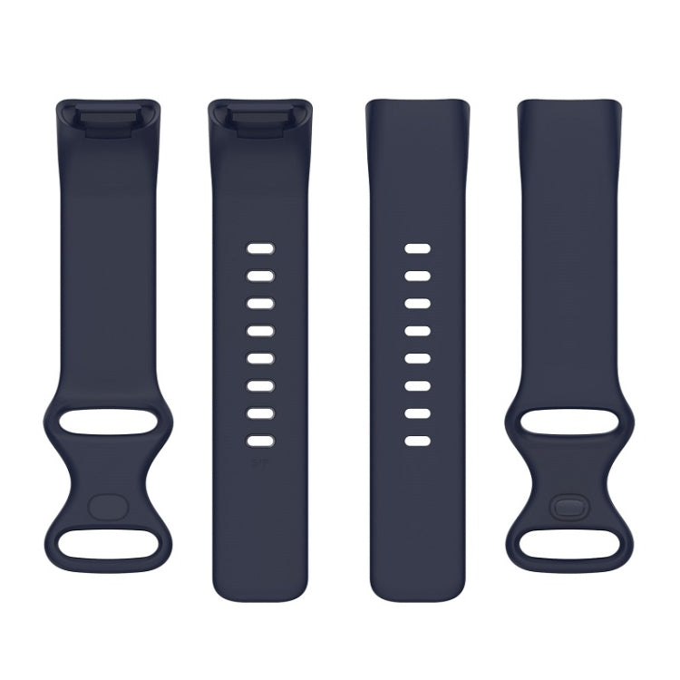 For Fitbit Charge 6 Solid Color Butterfly Buckle Silicone Watch Band, Size:L Size(Dark Blue) - free shipping - PMC TechLife - Order now!