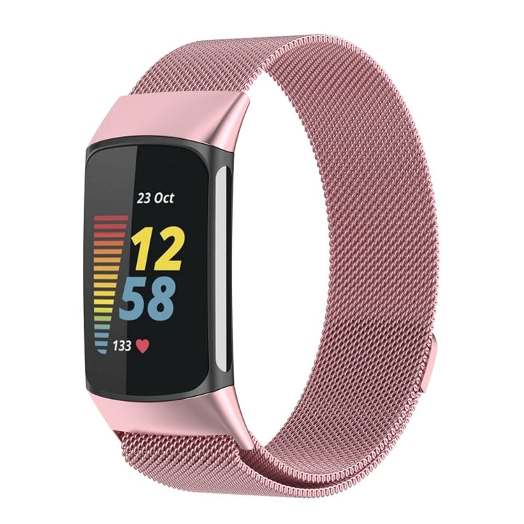 For Fitbit Charge 6 Milan Magnetic Metal Steel Mesh Watch Band(Pink) - Watch Bands by PMC Jewellery | Online Shopping South Africa | PMC Jewellery | Buy Now Pay Later Mobicred