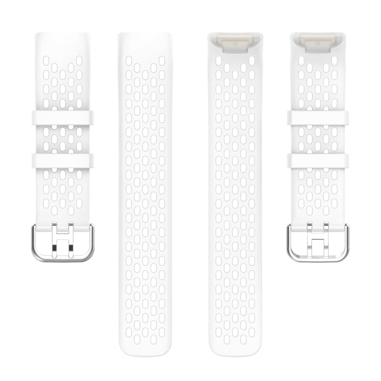 For Fitbit Charge 5 Solid Color Breathable Sports Silicone Watch Band(White) - Watch Bands by PMC TechLife | Online Shopping South Africa | PMC TechLife | Buy Now Pay Later Mobicred