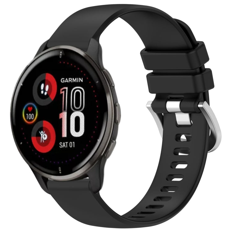 For Garmin Venu 2 Plus Liquid Glossy Silver Buckle Silicone Watch Band(Black) - free shipping - PMC TechLife - Order now!