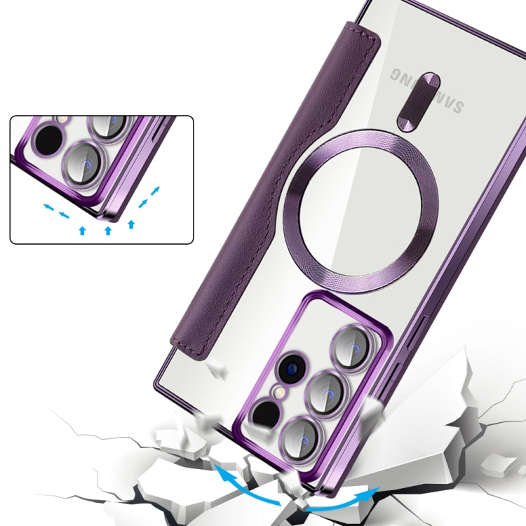 For Samsung Galaxy S22 Ultra 5G MagSafe Magnetic RFID Anti-theft Leather Phone Case(Purple) - Galaxy S22 Ultra 5G Cases by PMC Jewellery | Online Shopping South Africa | PMC Jewellery