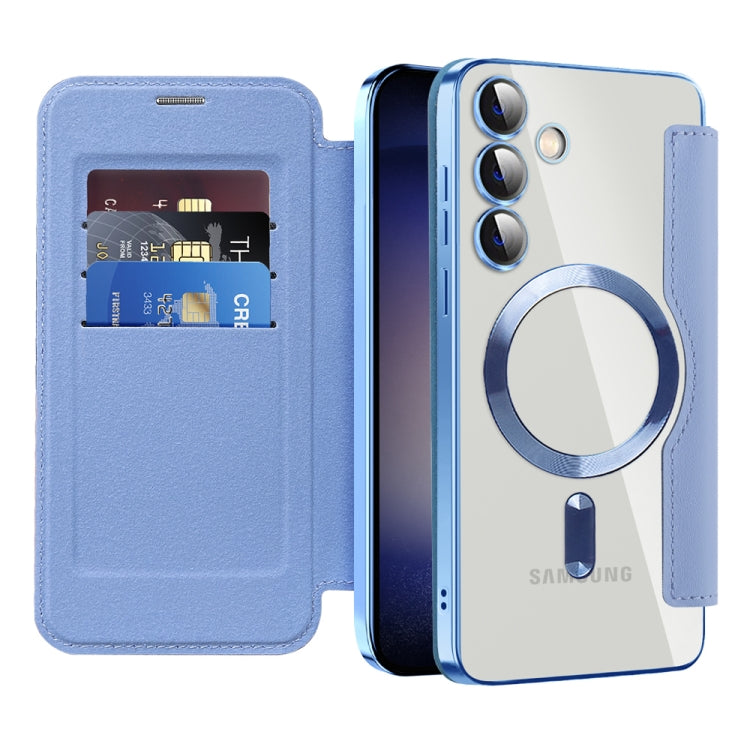 For Samsung Galaxy S25+ 5G Shield MagSafe RFID Anti-theft Leather Phone Case(Blue) - Galaxy S25+ 5G Cases by PMC Jewellery | Online Shopping South Africa | PMC Jewellery | Buy Now Pay Later Mobicred