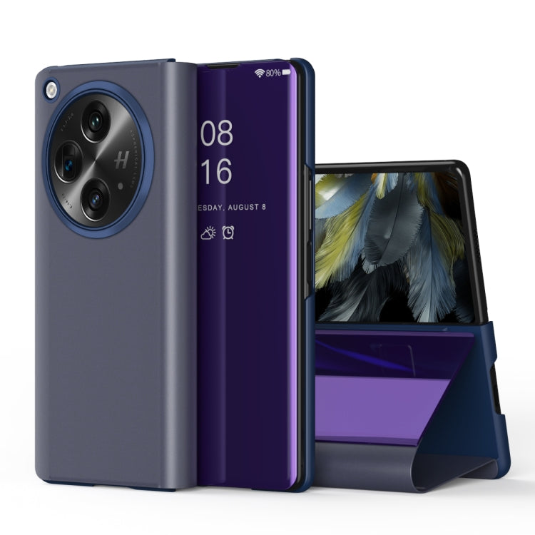 For OPPO Find N3 Plated Mirror Horizontal Flip Leather Phone Case with Holder(Purple) - Find N3 Cases by PMC Jewellery | Online Shopping South Africa | PMC Jewellery | Buy Now Pay Later Mobicred