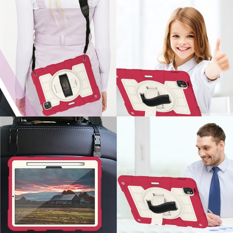 For iPad Pro 11 2024 Silicone Hybrid PC Shockproof Tablet Case with Shoulder Strap(Feifan Magenta) - iPad Pro 11 2024 Cases by PMC TechLife | Online Shopping South Africa | PMC TechLife | Buy Now Pay Later Mobicred