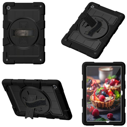 For Samsung Galaxy Tab A9+ Silicone Hybrid PC Shockproof Tablet Case with Shoulder Strap(Black) - Galaxy Tab A9+ by PMC Jewellery | Online Shopping South Africa | PMC Jewellery