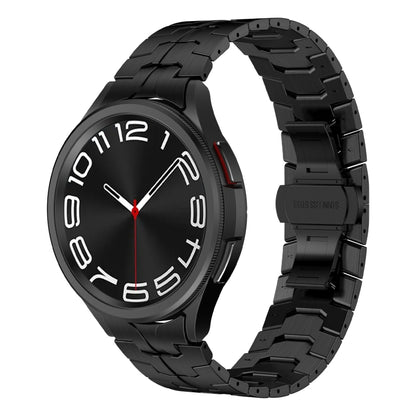 For Samsung Galaxy Watch 4 Classic 42 / 46mm Lron Man Curved Connection Stainless Steel Watch Band(Black) - Watch Bands by PMC Jewellery | Online Shopping South Africa | PMC Jewellery