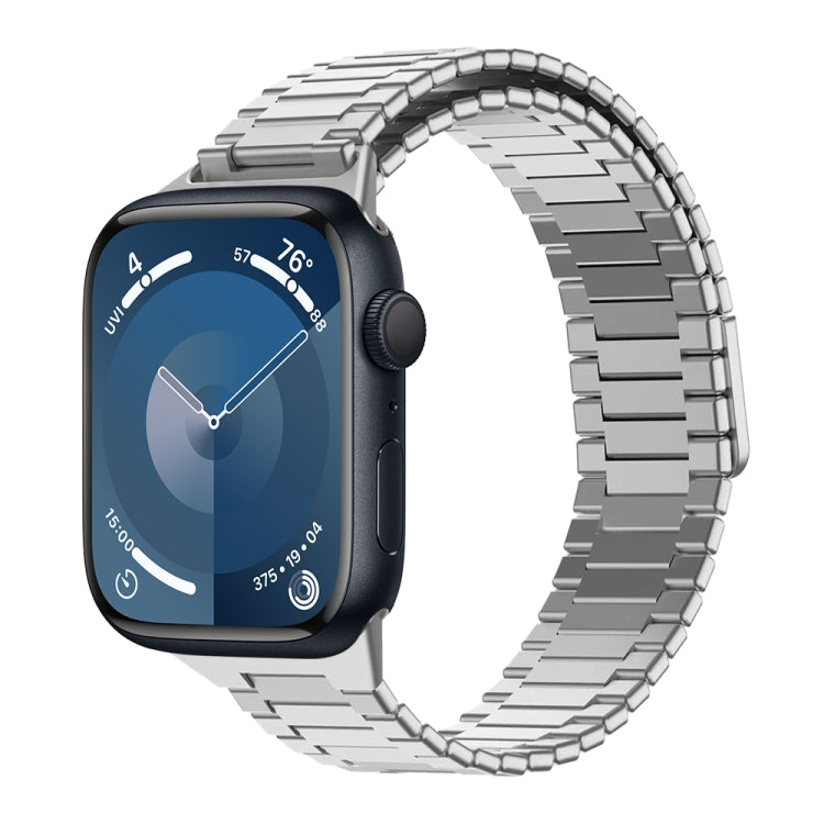 For Apple Watch Series 9 45mm Bamboo Magnetic Stainless Steel Metal Watch Strap(Silver) - Watch Bands by PMC Jewellery | Online Shopping South Africa | PMC Jewellery