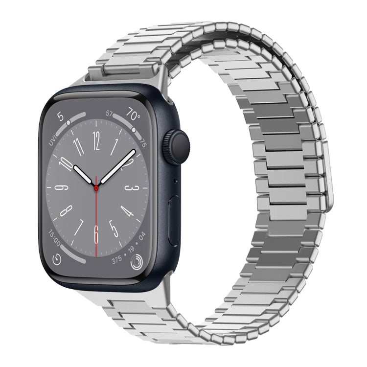 For Apple Watch Series 8 41mm Bamboo Magnetic Stainless Steel Metal Watch Strap(Silver) - Watch Bands by PMC Jewellery | Online Shopping South Africa | PMC Jewellery