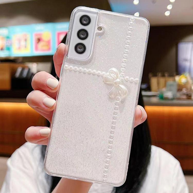 For Samsung Galaxy S25+ 5G Pearl Bow Glitter Epoxy TPU Phone Case(Cross Knots) - Galaxy S25+ 5G Cases by PMC Jewellery | Online Shopping South Africa | PMC Jewellery | Buy Now Pay Later Mobicred