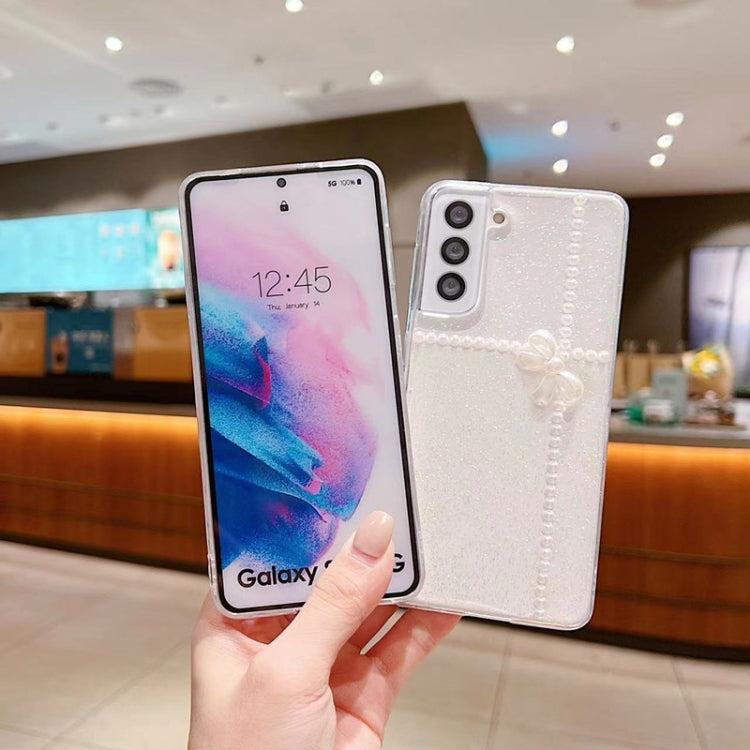 For Samsung Galaxy S25+ 5G Pearl Bow Glitter Epoxy TPU Phone Case(Cross Knots) - Galaxy S25+ 5G Cases by PMC Jewellery | Online Shopping South Africa | PMC Jewellery | Buy Now Pay Later Mobicred