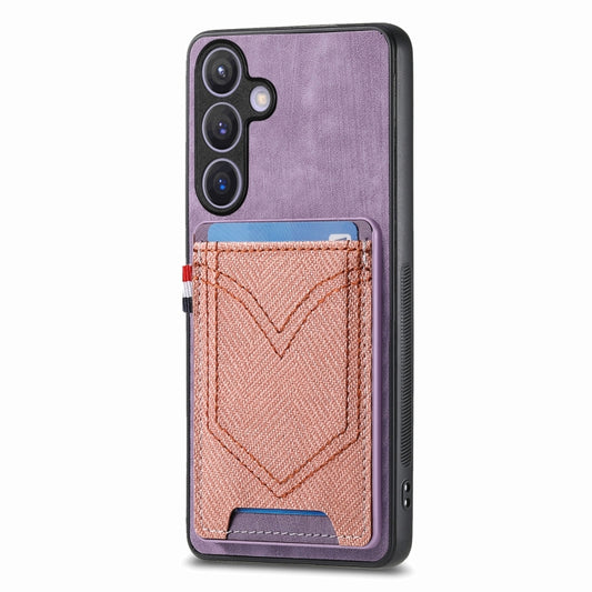 For Samsung Galaxy S25+ 5G Denim Texture Leather Skin Phone Case with Card Slot(Purple) - Galaxy S25+ 5G Cases by PMC Jewellery | Online Shopping South Africa | PMC Jewellery | Buy Now Pay Later Mobicred