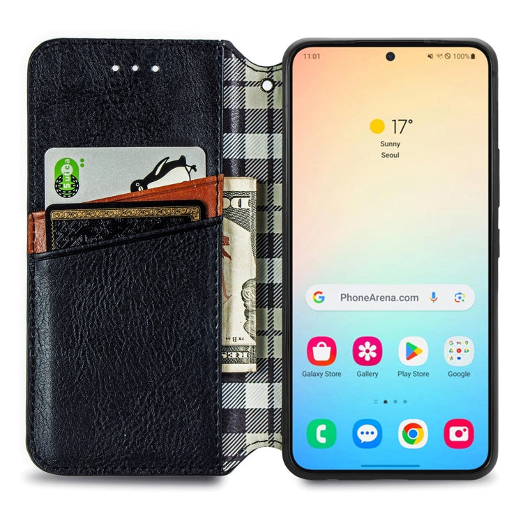 For Samsung Galaxy S25+ 5G Cubic Grid Pressed Magnetic Leather Phone Case(Black) - Galaxy S25+ 5G Cases by PMC Jewellery | Online Shopping South Africa | PMC Jewellery | Buy Now Pay Later Mobicred
