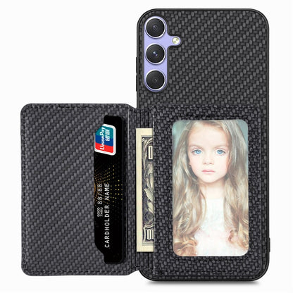 For Samsung Galaxy S25+ 5G Carbon Fiber Magnetic Card Wallet RFID Blocking Phone Case(Black) - Galaxy S25+ 5G Cases by PMC Jewellery | Online Shopping South Africa | PMC Jewellery | Buy Now Pay Later Mobicred