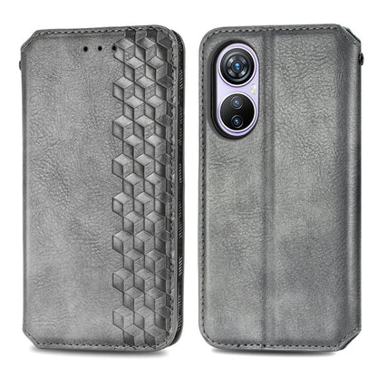 For Blackview A200 Pro Cubic Grid Pressed Magnetic Leather Phone Case(Grey) - More Brand by PMC Jewellery | Online Shopping South Africa | PMC Jewellery