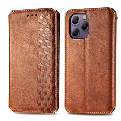 For Blackview A96 Cubic Grid Pressed Magnetic Leather Phone Case(Brown) - More Brand by PMC Jewellery | Online Shopping South Africa | PMC Jewellery