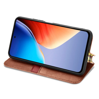 For Blackview A96 Cubic Grid Pressed Magnetic Leather Phone Case(Brown) - More Brand by PMC Jewellery | Online Shopping South Africa | PMC Jewellery