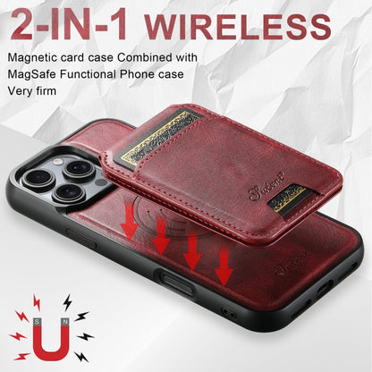 For iPhone 16 Suteni H15 MagSafe Oil Eax Leather Detachable Wallet Back Phone Case(Red) - iPhone 16 Cases by Suteni | Online Shopping South Africa | PMC Jewellery | Buy Now Pay Later Mobicred