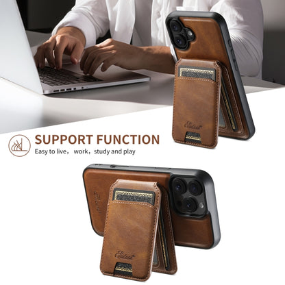 For iPhone 16 Pro Max Suteni H15 MagSafe Oil Eax Leather Detachable Wallet Back Phone Case(Brown) - iPhone 16 Pro Max Cases by Suteni | Online Shopping South Africa | PMC Jewellery | Buy Now Pay Later Mobicred