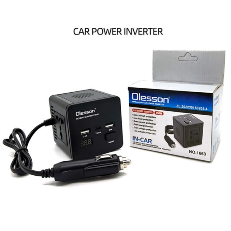 With LED Digital Display Car Power Inverter 150W Power Socket 2Type-C+2USB Car Charger - Car Charger by PMC Jewellery | Online Shopping South Africa | PMC Jewellery | Buy Now Pay Later Mobicred