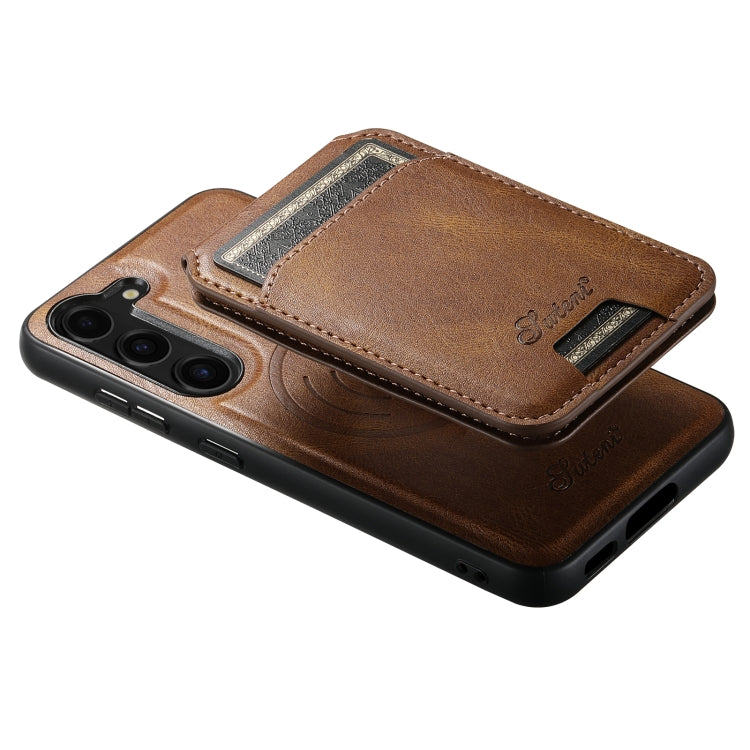 For Samsung Galaxy S23+ 5G Suteni H15 MagSafe Oil Eax Leather Detachable Wallet Back Phone Case(Brown) - Galaxy S23+ 5G Cases by Suteni | Online Shopping South Africa | PMC Jewellery