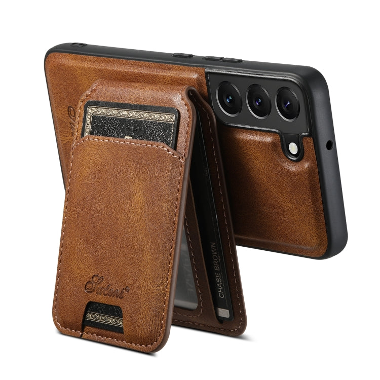 For Samsung Galaxy S22+ 5G Suteni H15  Oil Eax Leather Detachable Wallet Back Phone Case(Brown) - Galaxy S22 5G Cases by Suteni | Online Shopping South Africa | PMC Jewellery | Buy Now Pay Later Mobicred