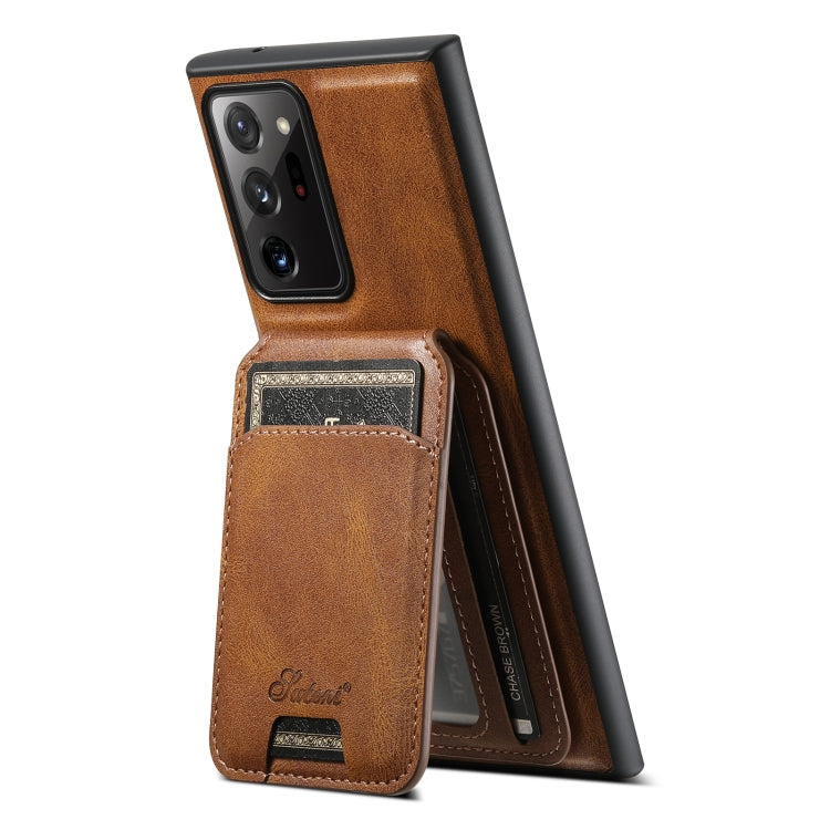 For Samsung Galaxy Note20 Ultra 5G Suteni H15  Oil Eax Leather Detachable Wallet Back Phone Case(Brown) - Galaxy Note20 Ultra Cases by Suteni | Online Shopping South Africa | PMC Jewellery | Buy Now Pay Later Mobicred