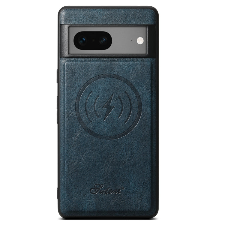 For Google Pixel 8 Suteni H15 Oil Eax Leather Detachable Wallet Back Phone Case(Blue) - Google Cases by Suteni | Online Shopping South Africa | PMC Jewellery | Buy Now Pay Later Mobicred