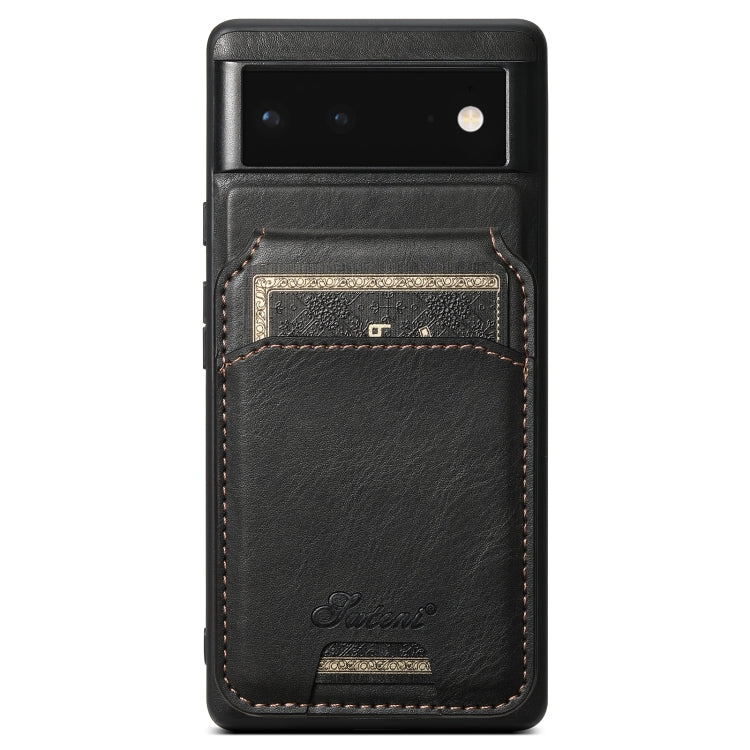 For Google Pixel 6 Suteni H15 Oil Eax Leather Detachable Wallet Back Phone Case(Black) - Google Cases by Suteni | Online Shopping South Africa | PMC Jewellery | Buy Now Pay Later Mobicred