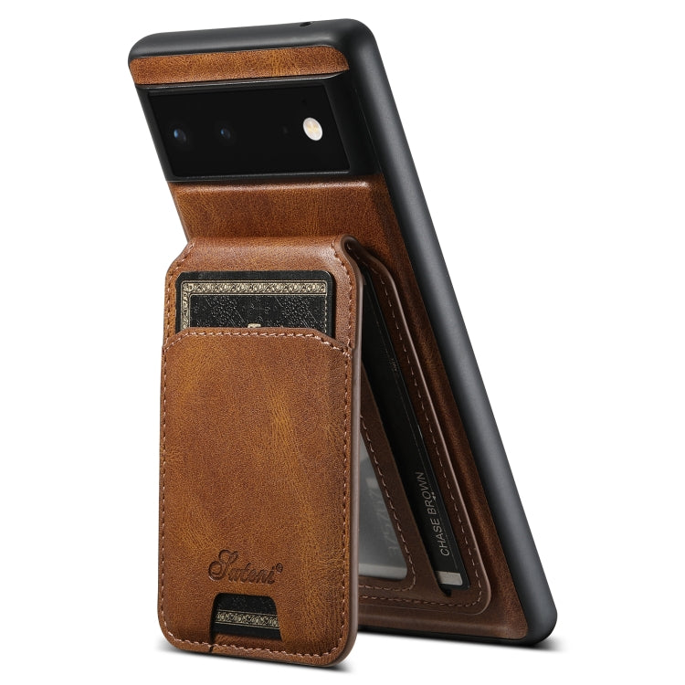 For Google Pixel 6 Suteni H15 Oil Eax Leather Detachable Wallet Back Phone Case(Black) - Google Cases by Suteni | Online Shopping South Africa | PMC Jewellery | Buy Now Pay Later Mobicred