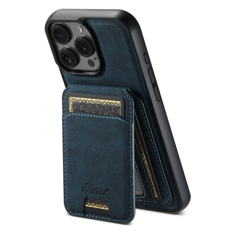 For iPhone 16 Pro Suteni H16 Litchi Texture Leather Detachable Wallet Back Phone Case(Blue) - iPhone 16 Pro Cases by Suteni | Online Shopping South Africa | PMC Jewellery | Buy Now Pay Later Mobicred