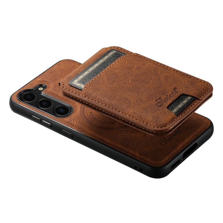 For Samsung Galaxy S24 5G Suteni H16 Litchi Texture Leather Detachable Wallet Back Phone Case(Khaki) - Galaxy S24 5G Cases by Suteni | Online Shopping South Africa | PMC Jewellery | Buy Now Pay Later Mobicred