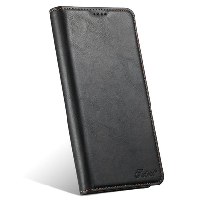 For iPhone 16 Plus Suteni J02 Oil Wax Wallet Leather Phone Case(Black) - iPhone 16 Plus Cases by Suteni | Online Shopping South Africa | PMC Jewellery | Buy Now Pay Later Mobicred