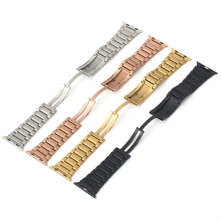 For Apple Watch Series 5 44mm Stainless Steel H-Shaped Fold Buckle Watch Band(Rose Gold) - Watch Bands by PMC Jewellery | Online Shopping South Africa | PMC Jewellery