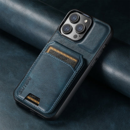 For iPhone 16 Pro Max Suteni H02 Leather Wallet Stand Back Phone Case(Blue) - iPhone 16 Pro Max Cases by Suteni | Online Shopping South Africa | PMC Jewellery | Buy Now Pay Later Mobicred