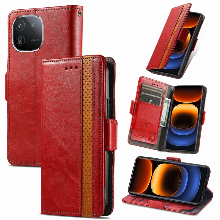 For vivo iQOO 12 Pro CaseNeo Splicing Dual Magnetic Buckle Leather Phone Case(Red) - iQOO 12 Pro Cases by PMC Jewellery | Online Shopping South Africa | PMC Jewellery | Buy Now Pay Later Mobicred