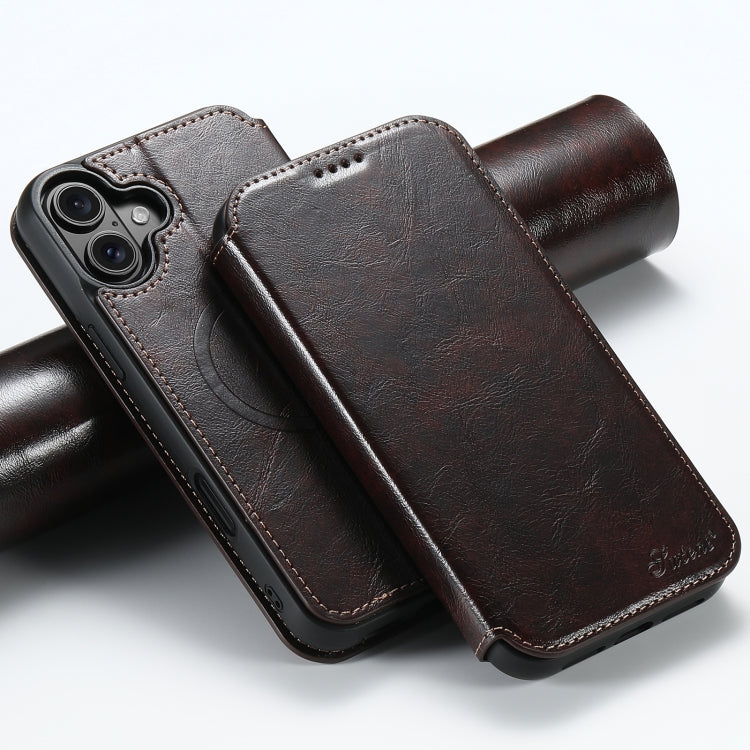 For iPhone 16 Plus Suteni J05 Leather Magnetic MagSafe Phone Case(Brown) - iPhone 16 Plus Cases by Suteni | Online Shopping South Africa | PMC Jewellery | Buy Now Pay Later Mobicred