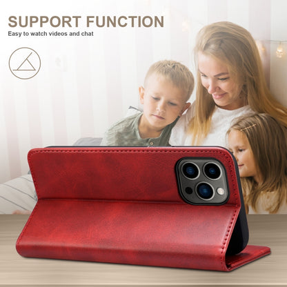 For iPhone 16 Pro Max Suteni Calf Texture Horizontal Flip Leather Phone Case(Red) - iPhone 16 Pro Max Cases by Suteni | Online Shopping South Africa | PMC Jewellery | Buy Now Pay Later Mobicred