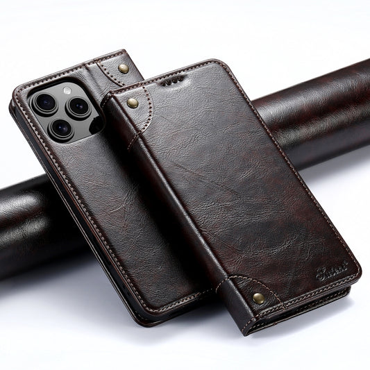 For iPhone 16 Pro Suteni Baroque Calf Texture Buckle Wallet Leather Phone Case(Brown) - iPhone 16 Pro Cases by Suteni | Online Shopping South Africa | PMC Jewellery | Buy Now Pay Later Mobicred