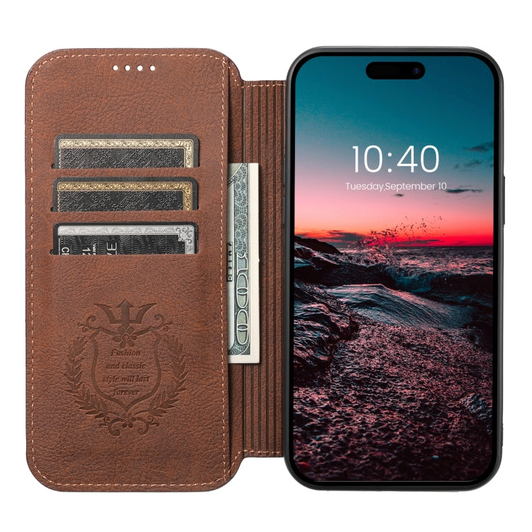 For iPhone 15 Pro Max Suteni J06 Retro Matte Litchi Texture Leather MagSafe Phone Case(Brown) - iPhone 15 Pro Max Cases by Suteni | Online Shopping South Africa | PMC Jewellery | Buy Now Pay Later Mobicred